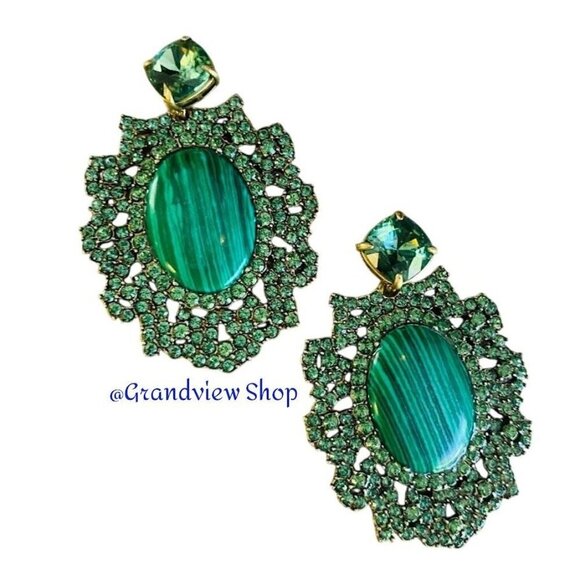 Stella & Dot Josephine Malachite Convertible Earrings NWT - Picture 2 of 10
